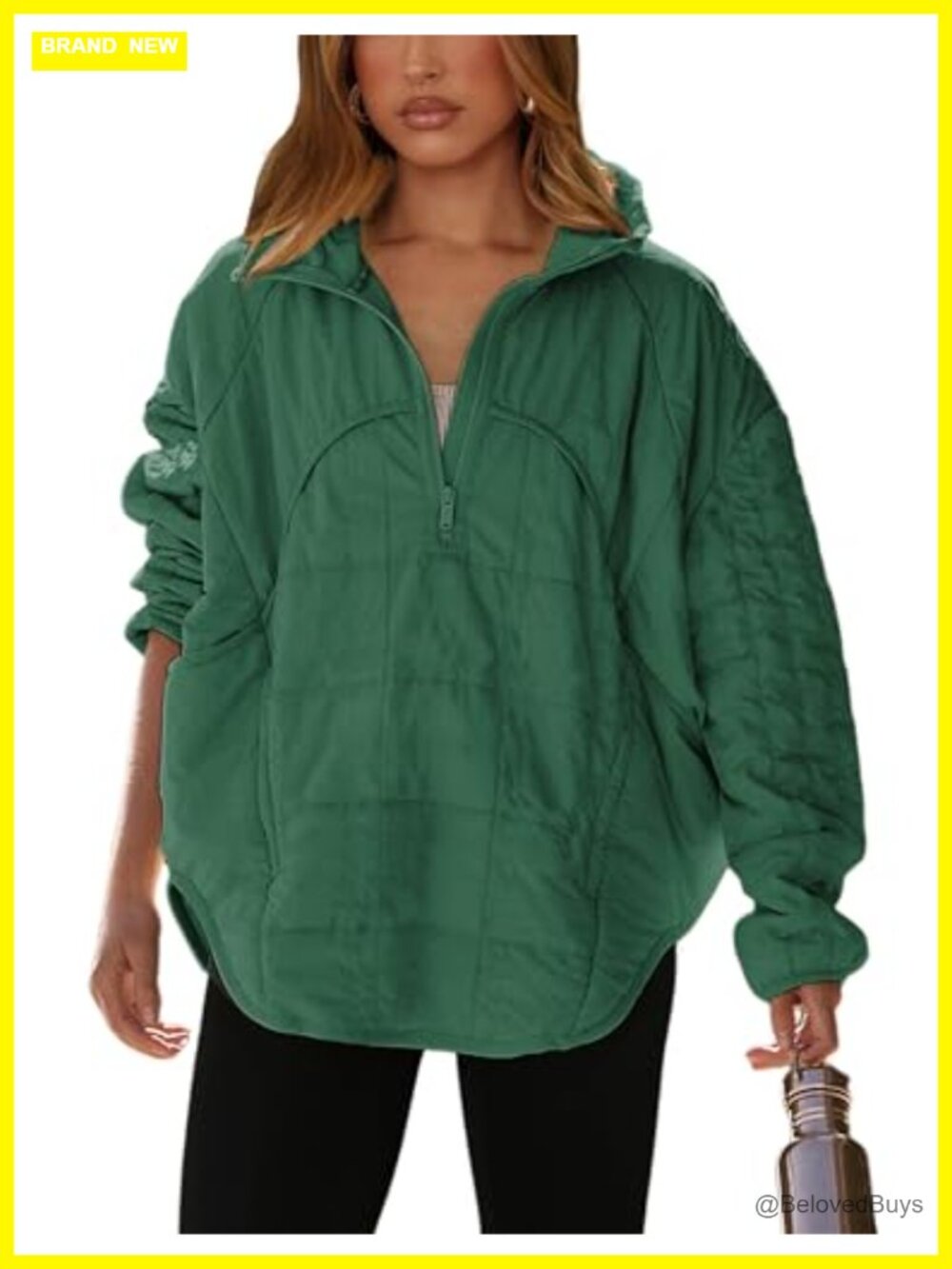 Women's Quilted Half Zip Pullover Puffer Jacket Lightweight Padded Coat